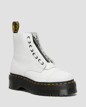 White Women's Dr Martens Sinclair Milled Nappa Leather Platform Boots | CA 258GSO